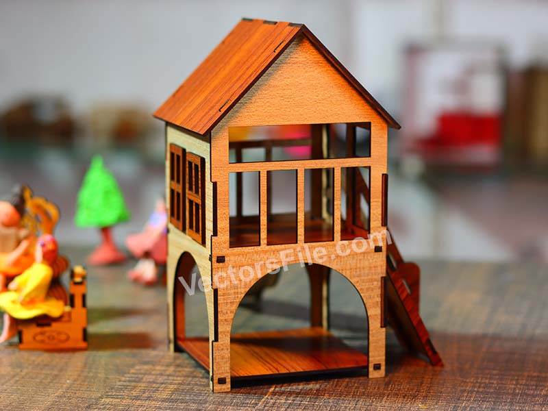 Laser Cut Miniature Playhouse 3D Toy Dollhouse Model