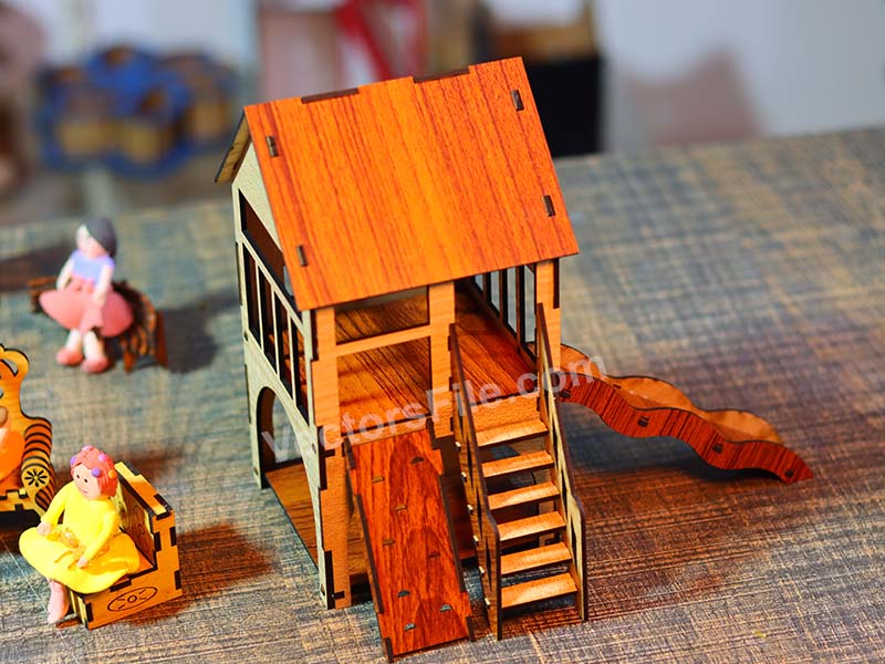 Laser Cut Miniature Playhouse 3D Toy Dollhouse Model