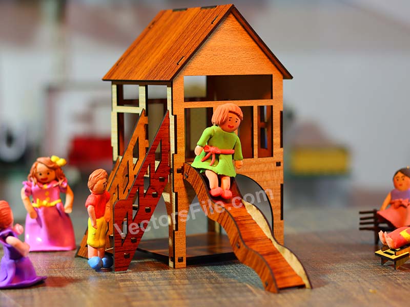 Laser Cut Miniature Playhouse 3D Toy Dollhouse Model