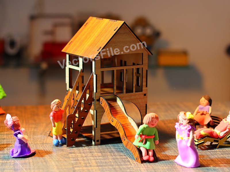 Laser Cut Miniature Playhouse 3D Toy Dollhouse Model