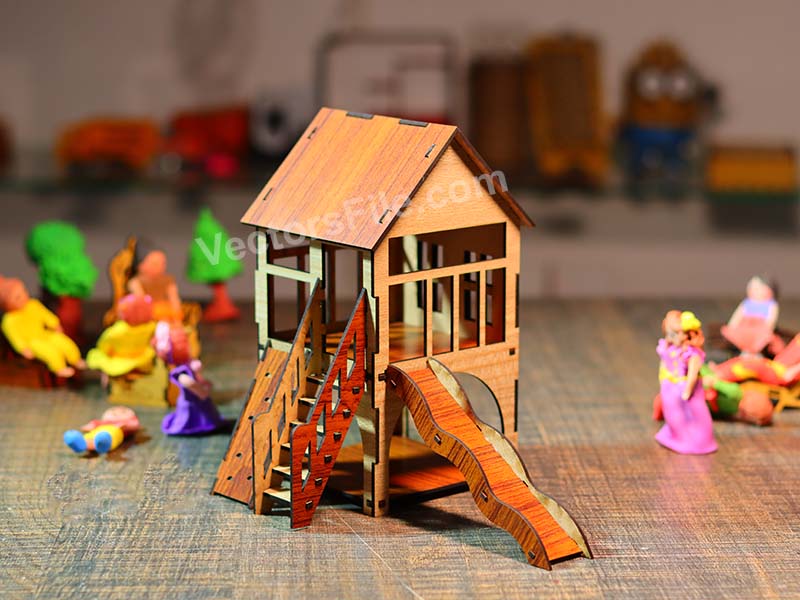 Laser Cut Miniature Playhouse 3D Toy Dollhouse Model