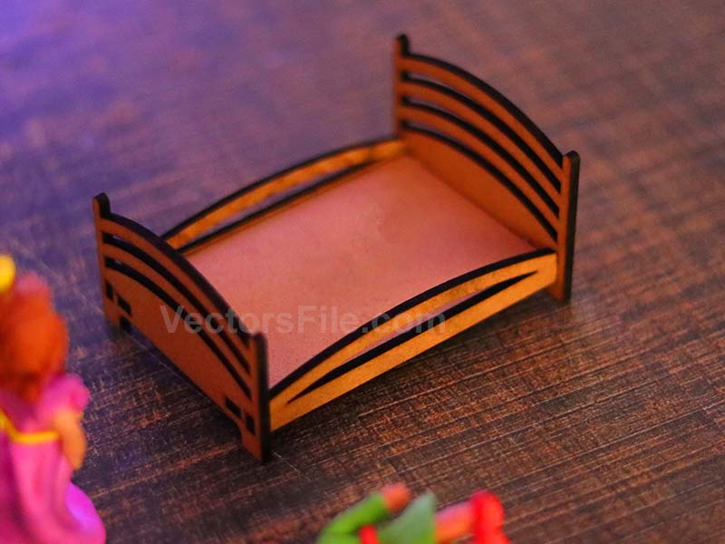 Laser Cut Dollhouse Miniature Bed Design Doll House Furniture