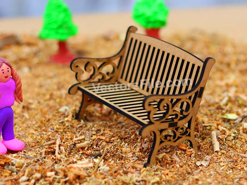 Laser Cut Miniature Bench for Park and Dollhouse Garden Decor