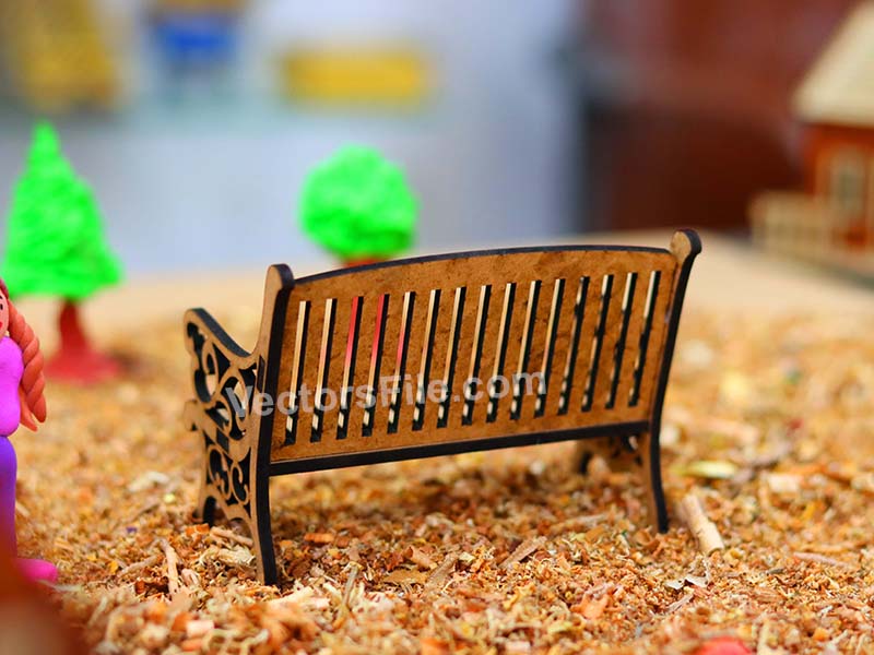 Laser Cut Miniature Bench for Park and Dollhouse Garden Decor