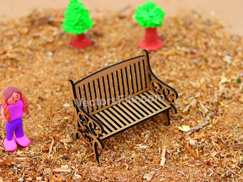 Laser Cut Miniature Bench for Park and Dollhouse Garden Decor