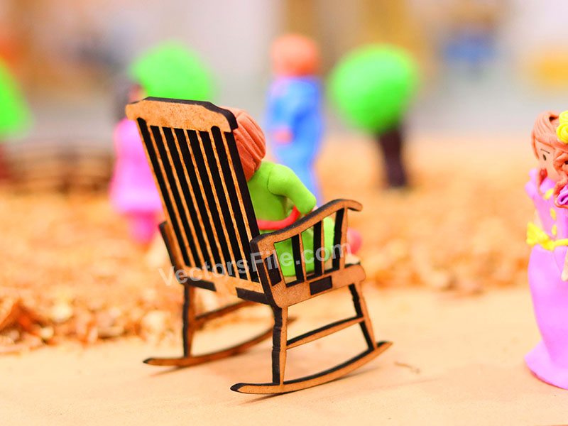 Laser Cut Miniature Rocking Chair Dollhouse Furniture Template