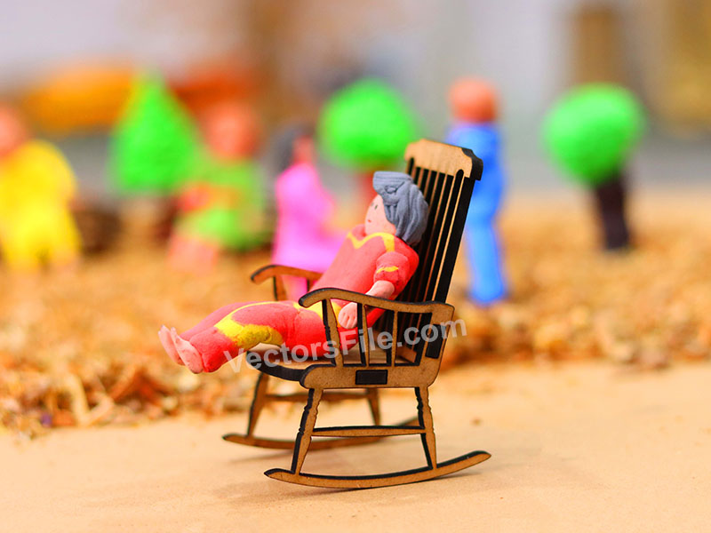 Laser Cut Miniature Rocking Chair Dollhouse Furniture Template