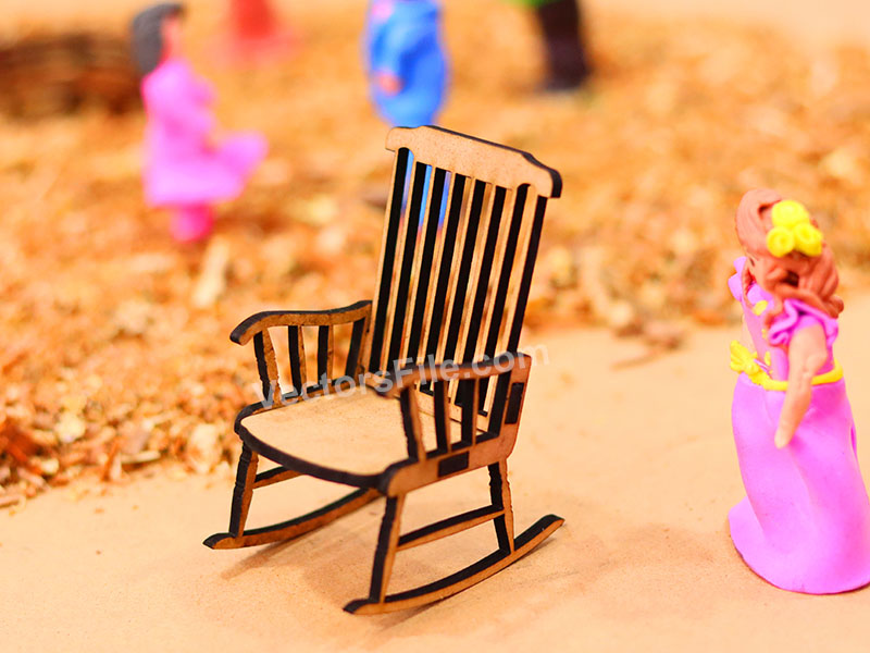 Laser Cut Miniature Rocking Chair Dollhouse Furniture Template