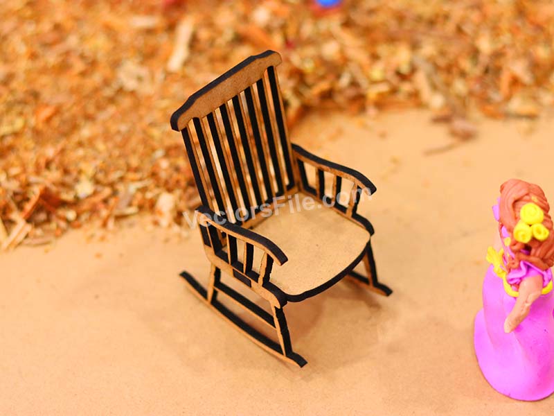 Laser Cut Miniature Rocking Chair Dollhouse Furniture Template