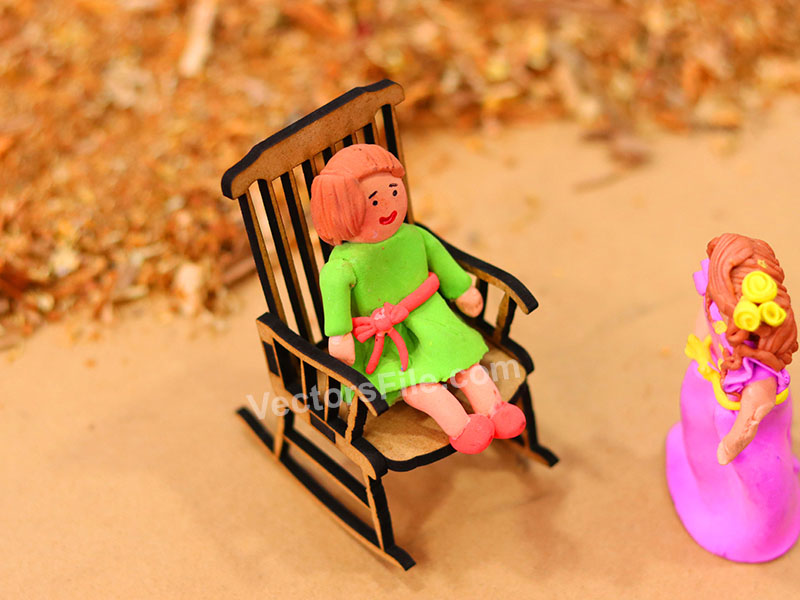 Laser Cut Miniature Rocking Chair Dollhouse Furniture Template