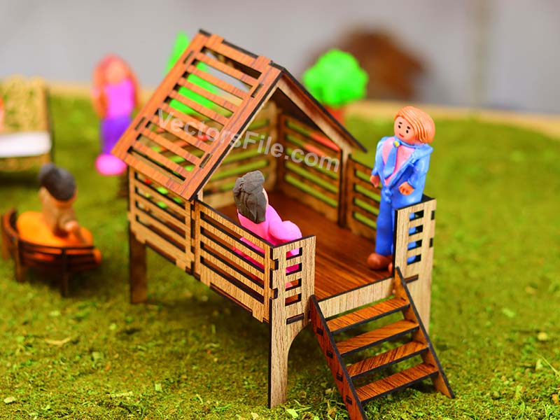 Laser Cut Miniature Playhouse Toy Model