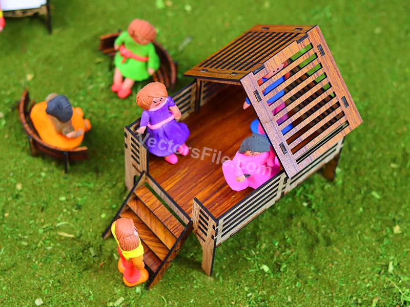 Laser Cut Miniature Playhouse Toy Model