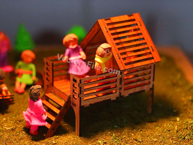 Laser Cut Miniature Playhouse Toy Model