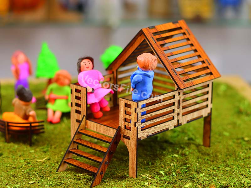 Laser Cut Miniature Playhouse Toy Model