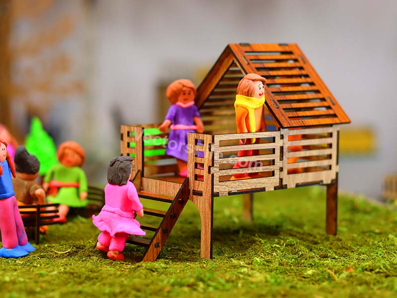 Laser Cut Miniature Playhouse Toy Model