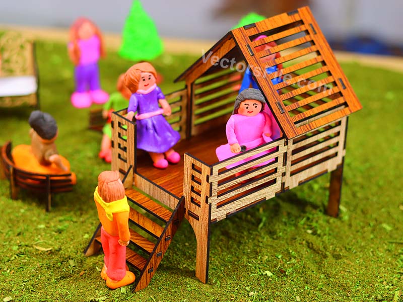 Laser Cut Miniature Playhouse Toy Model