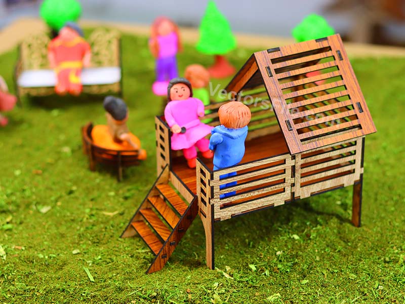 Laser Cut Miniature Playhouse Toy Model