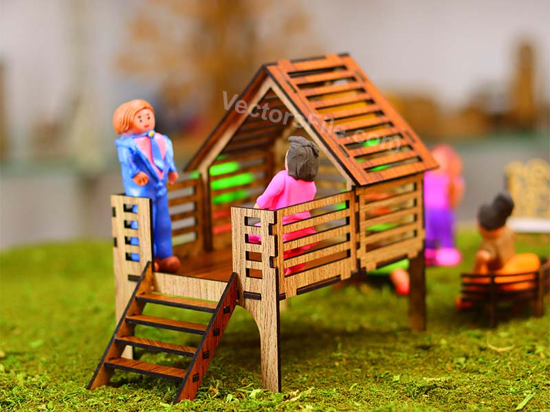 Laser Cut Miniature Playhouse Toy Model
