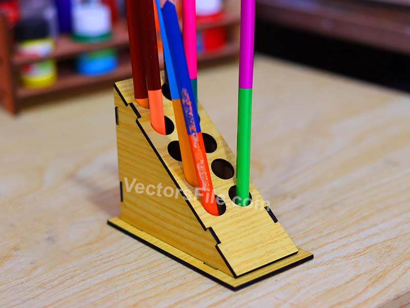 Laser Cut Wooden Pen and Pencil Holder Template