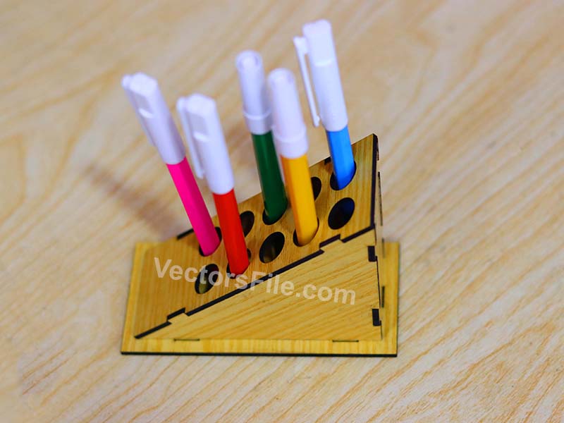 Laser Cut Wooden Pen and Pencil Holder Template