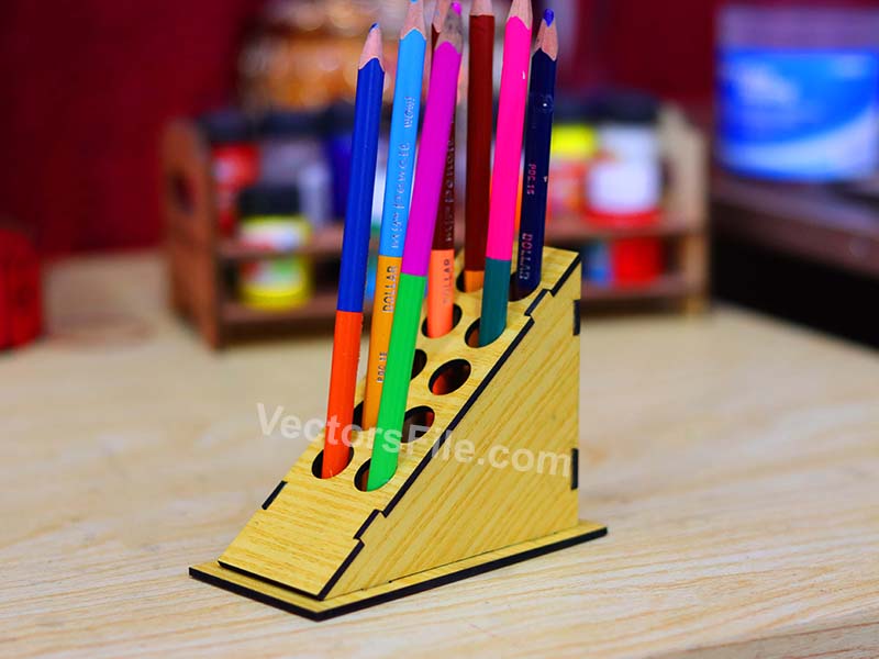 Laser Cut Wooden Pen and Pencil Holder Template