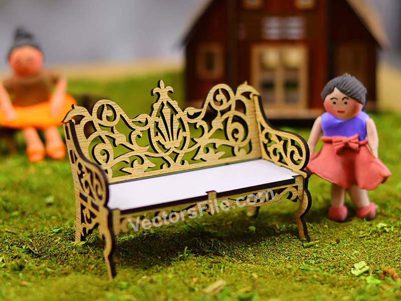 Laser Cut Miniature Dollhouse Furniture Bench Design