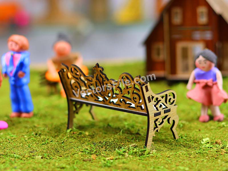 Laser Cut Miniature Dollhouse Furniture Bench Design