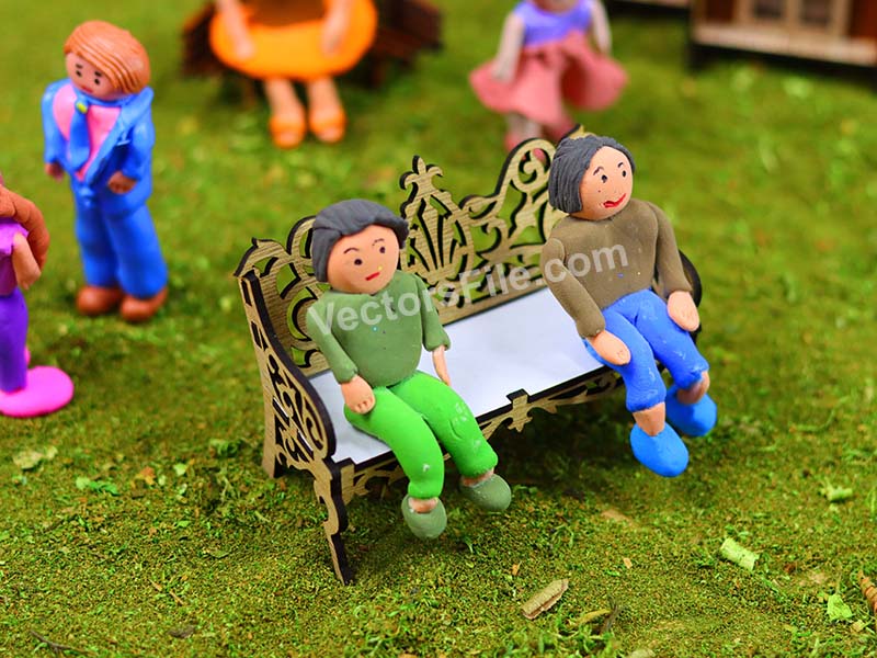 Laser Cut Miniature Dollhouse Furniture Bench Design