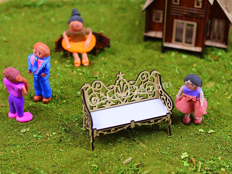 Laser Cut Miniature Dollhouse Furniture Bench Design