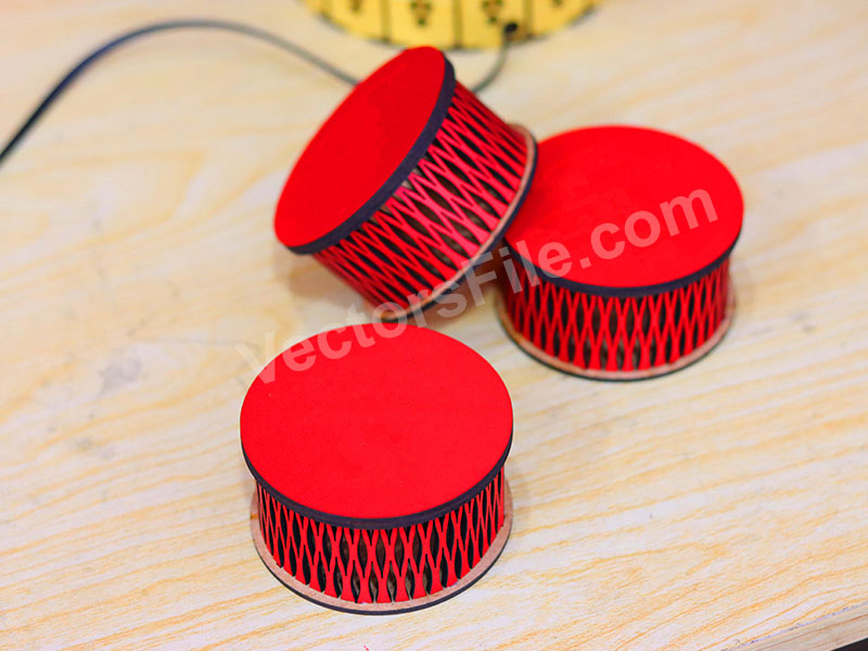 Laser Cut Round Gift Box Living Hinges Jewelry Box Design