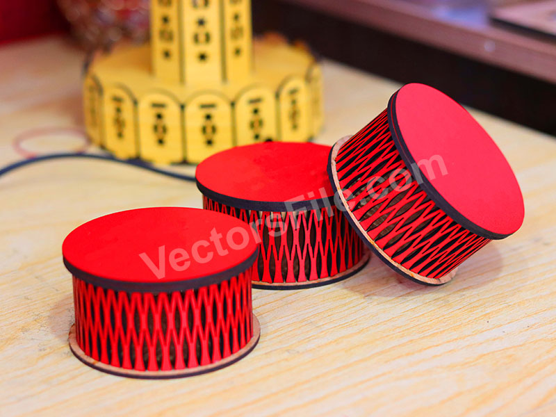 Laser Cut Round Gift Box Living Hinges Jewelry Box Design