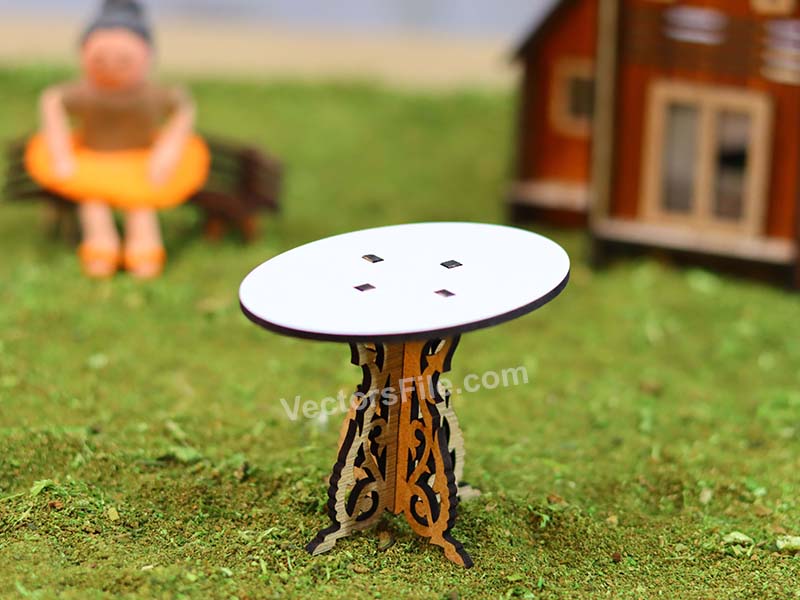 Laser Cut Miniature Table Design Dollhouse Furniture Template