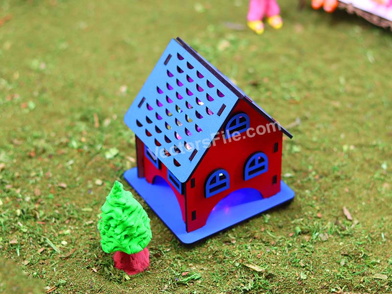 Laser Cut Tealight House Model Tea Light Candle Holder