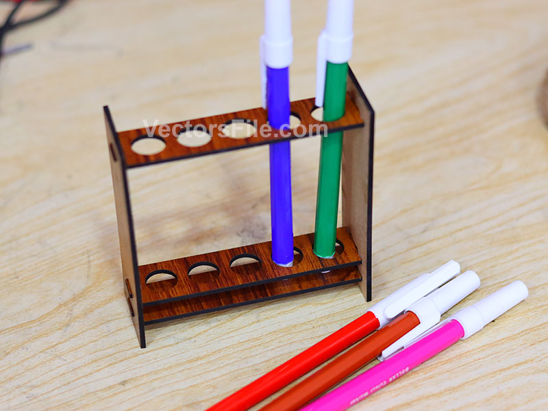 Laser Cut Pen Holder Stand Wooden Pencil Organizer