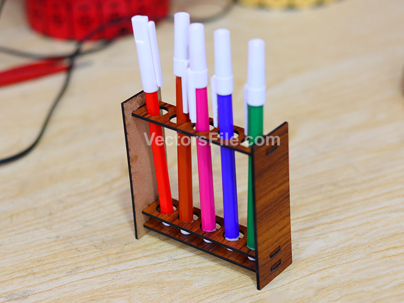 Laser Cut Pen Holder Stand Wooden Pencil Organizer