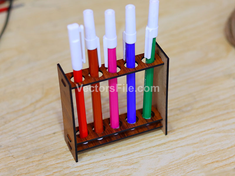 Laser Cut Pen Holder Stand Wooden Pencil Organizer