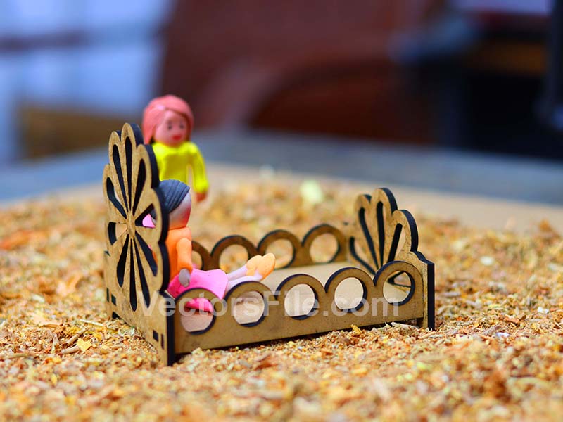 Miniature Bed Design Laser Cut Dollhouse Furniture Idea