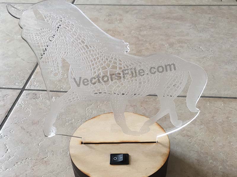 Laser Cut Horse 3D Illusion LED Acrylic Lamp Design Idea