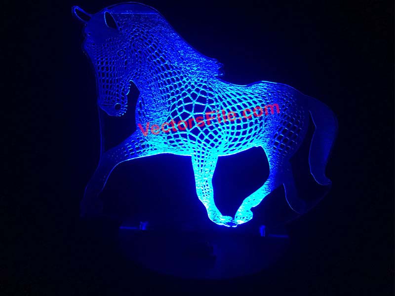 Laser Cut Horse 3D Illusion LED Acrylic Lamp Design Idea