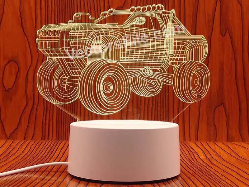 Laser Cut Off Road Jeep 3D Illusion LED Acrylic Lamp Design