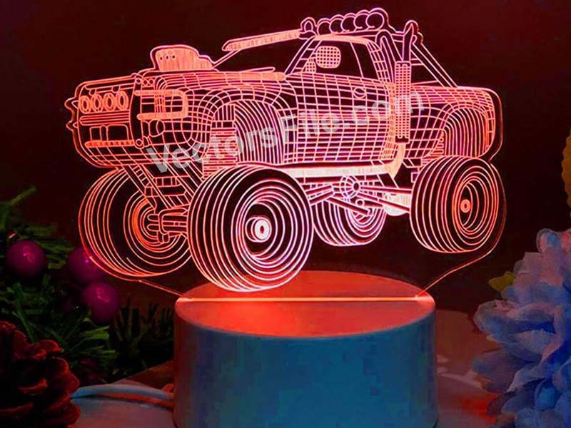 Laser Cut Off Road Jeep 3D Illusion LED Acrylic Lamp Design