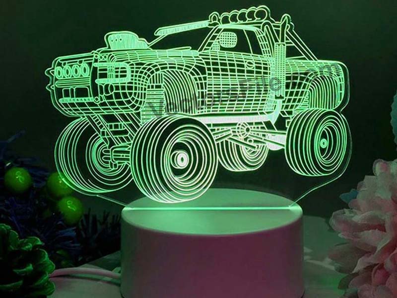 Laser Cut Off Road Jeep 3D Illusion LED Acrylic Lamp Design