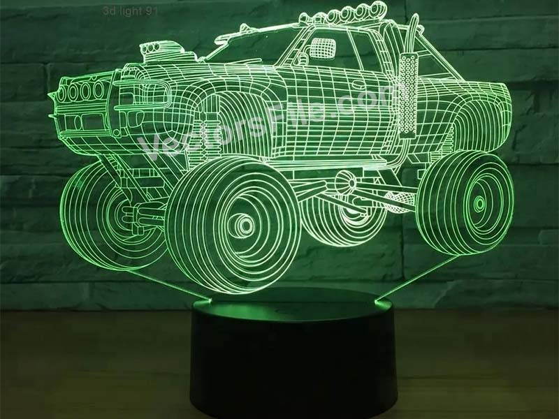 Laser Cut Off Road Jeep 3D Illusion LED Acrylic Lamp Design