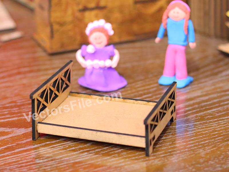 Laser Cut Miniature Barbie Bed Design Dollhouse Furniture Idea