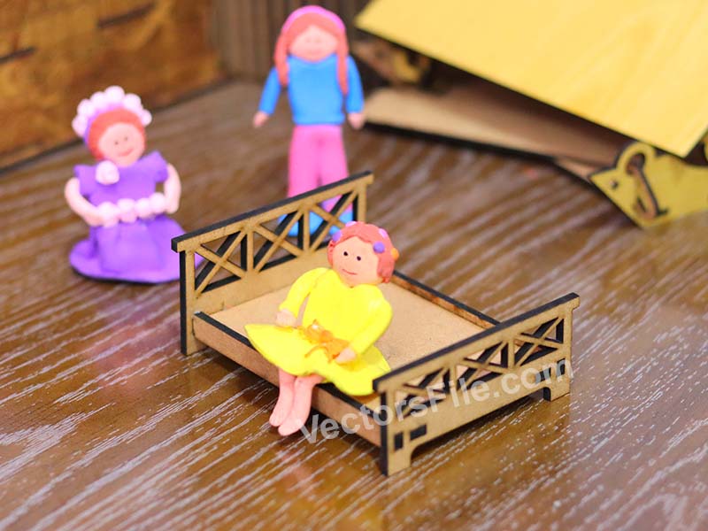 Laser Cut Miniature Barbie Bed Design Dollhouse Furniture Idea