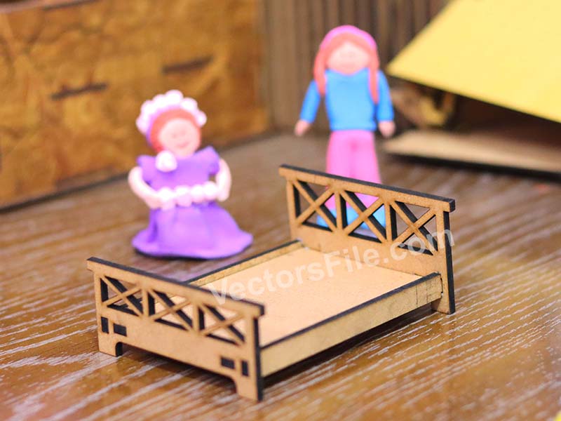 Laser Cut Miniature Barbie Bed Design Dollhouse Furniture Idea