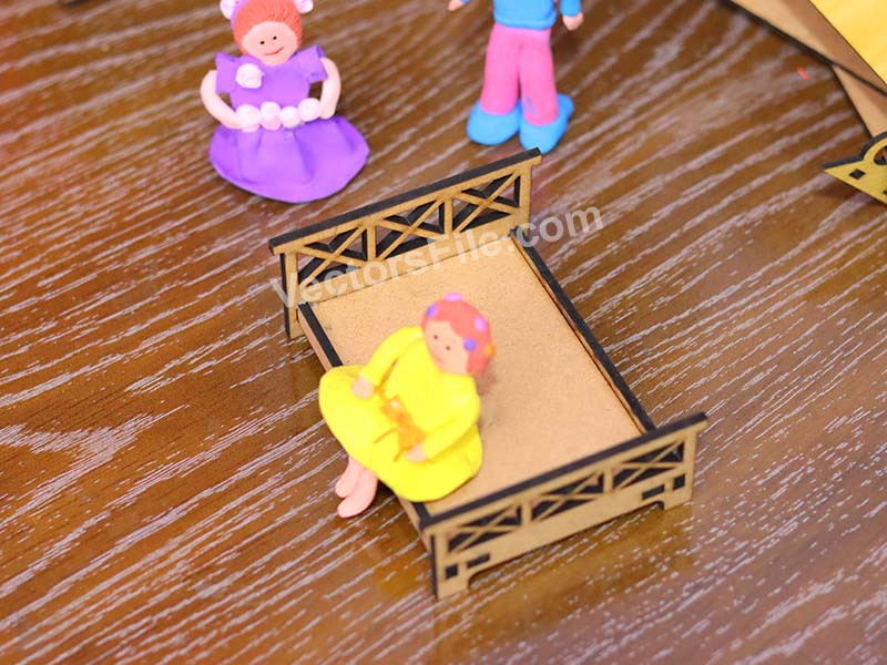 Laser Cut Miniature Barbie Bed Design Dollhouse Furniture Idea