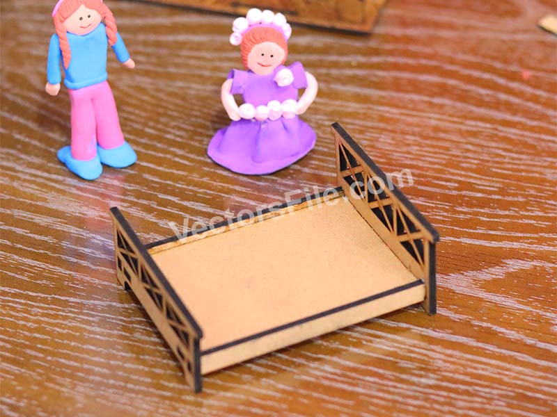 Laser Cut Miniature Barbie Bed Design Dollhouse Furniture Idea