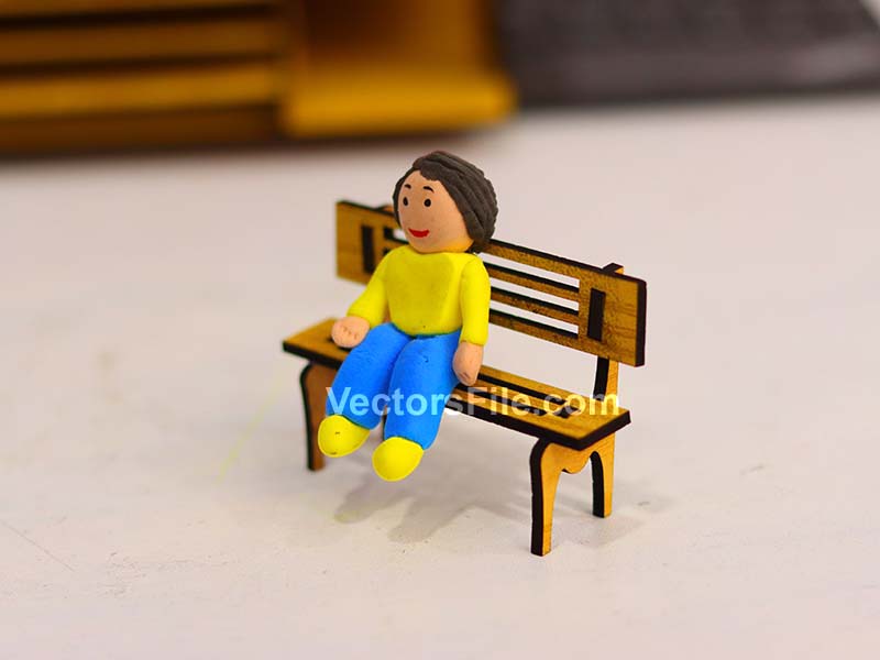 Laser Cut Dollhouse Miniature Furniture Bench Design