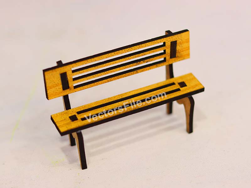 Laser Cut Dollhouse Miniature Furniture Bench Design